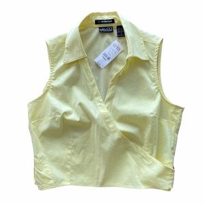 New York & Company Yellow Criss Cross Wrap Tie Behind Top